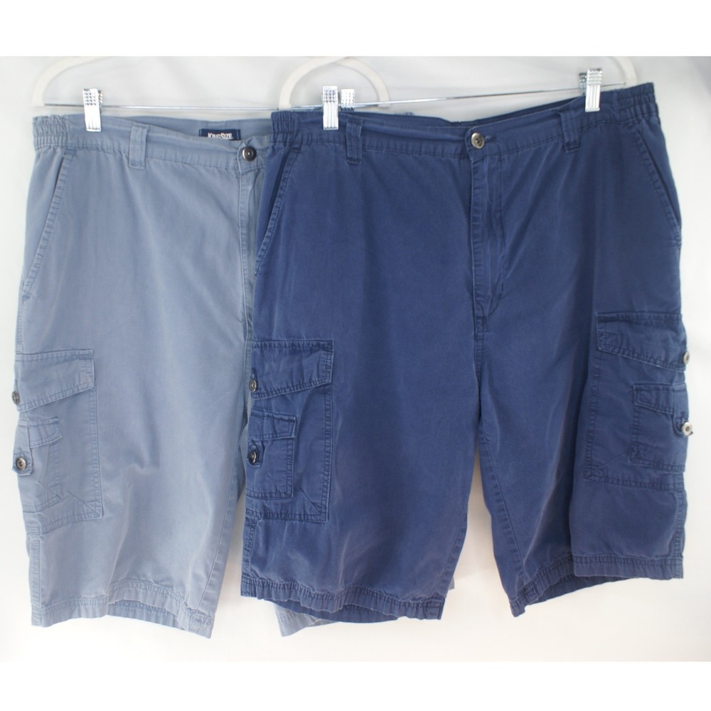 KingSize Mens Cargo Shorts Lot of 2 Blue Light Blue Size 38 Tall Utility Relaxed